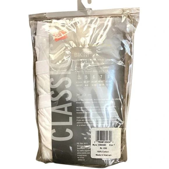 Vintage Hanes Classic White 3 Pack Ringspun Cotton Bikinis, Size 7 New Old Stock - Picture 3 of 6